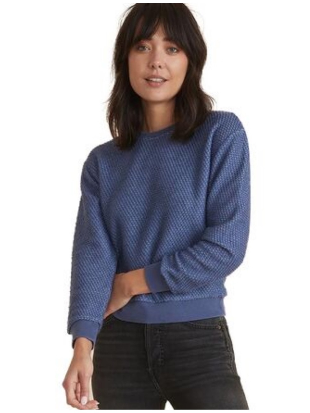 Marine Layer Birdseye Crewneck Pullover Textured Sweater Navy. Small.